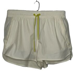 Lands' End Cream Athletic Shorts with Yellow Accent